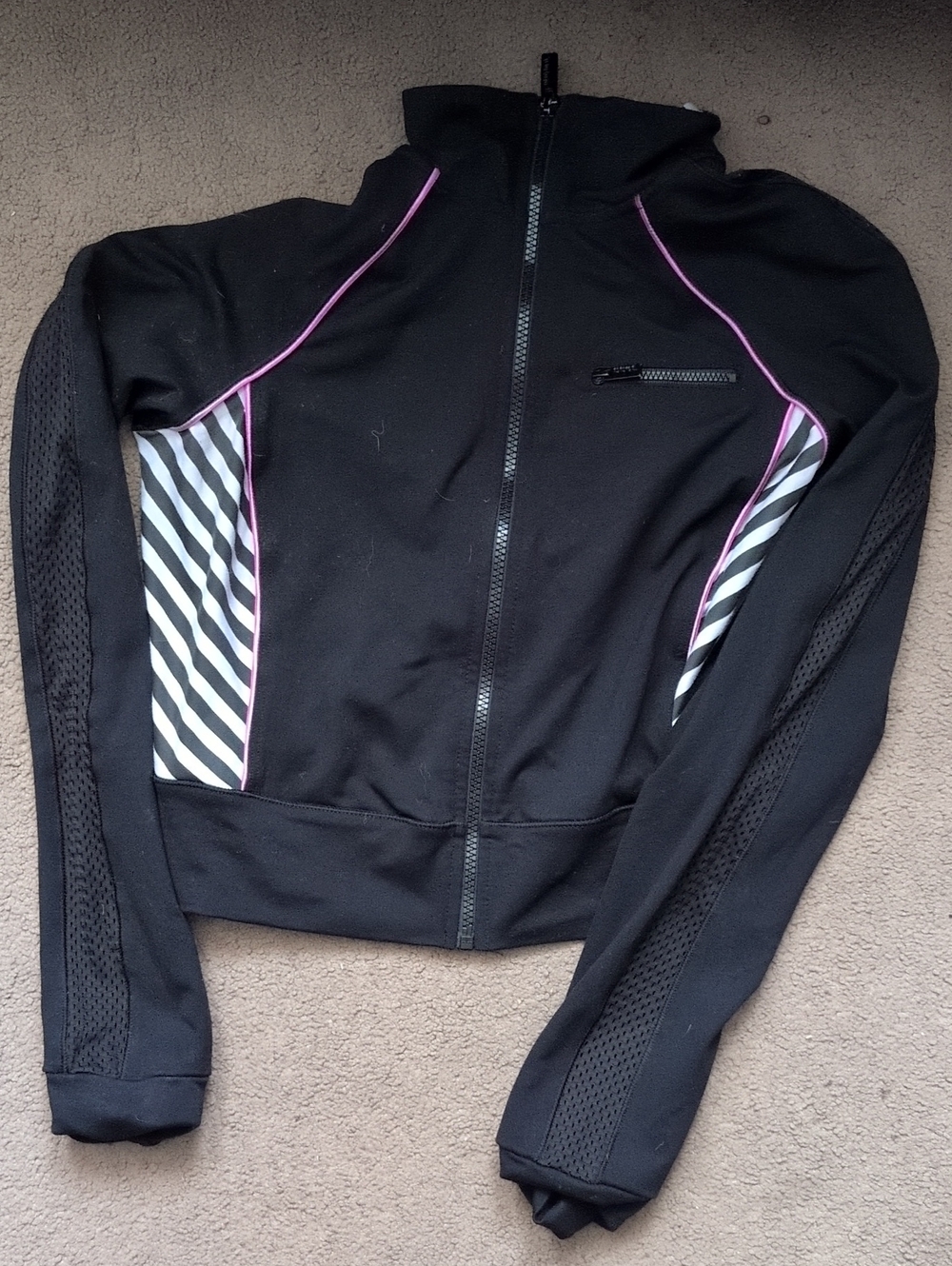Black Women’s Zip-Up Jacket with Pink Trim